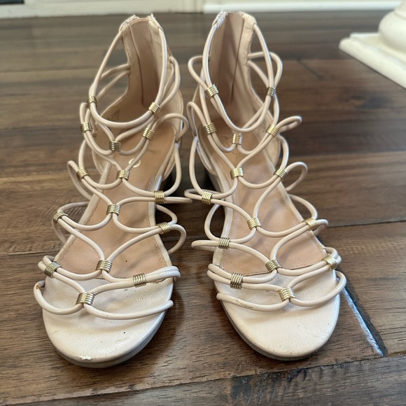 Aldo Strappy Sandals with Gold Embellishments Beads - Picture 5 of 8
